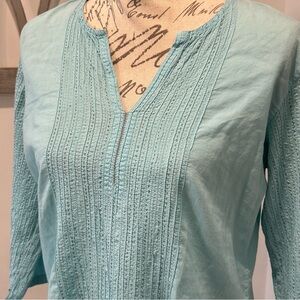 ANOKHI Peasant Tunic Top Decorative Stitching Made in India 100% Cotton  Size M